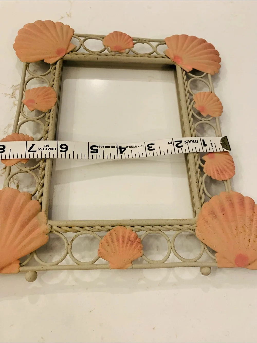Coastal Accent Picture Frame Metal Scallop Shells Set Of (2) NO Glass (read).